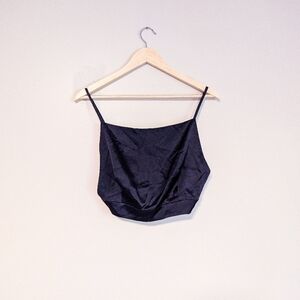 House Of Harlow 1960 Navy Satin Backless Crop